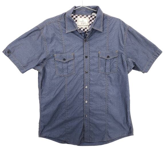 Age of Wisdom Shirt Mens Extra Large Blue Short Sleeve Casual Comfort Button Up - Picture 1 of 7